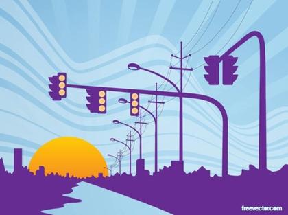 Road Sunset Free Vector
