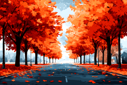 Road with Vibrant Autumn Foliage