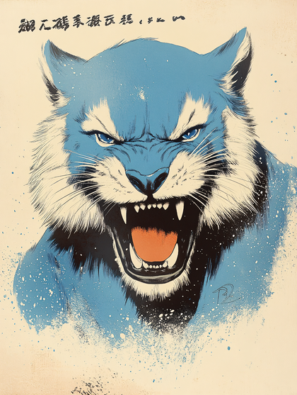 Roaring Blue Wolf