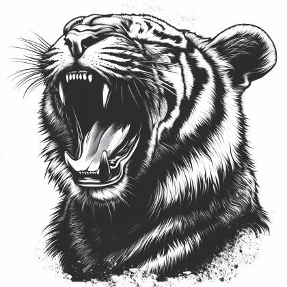 Roaring Tiger Head Illustration