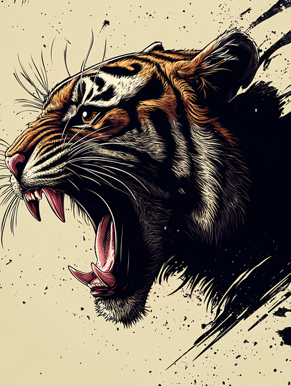 Roaring Tiger Head Illustration