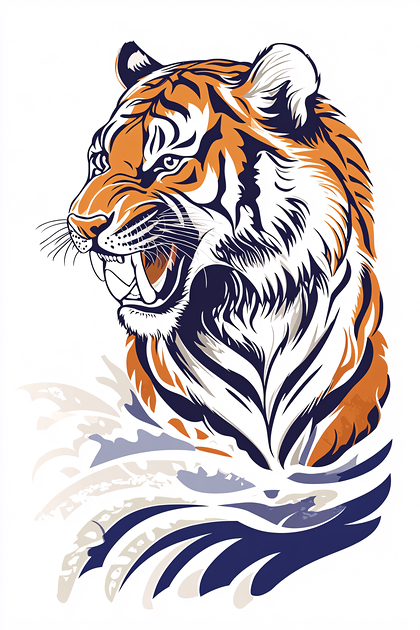Roaring Tiger Head Illustration