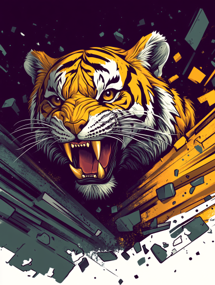 Roaring Tiger Head Illustration