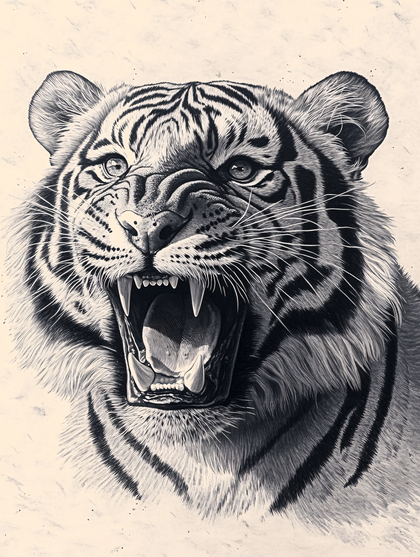 Roaring Tiger Head Portrait