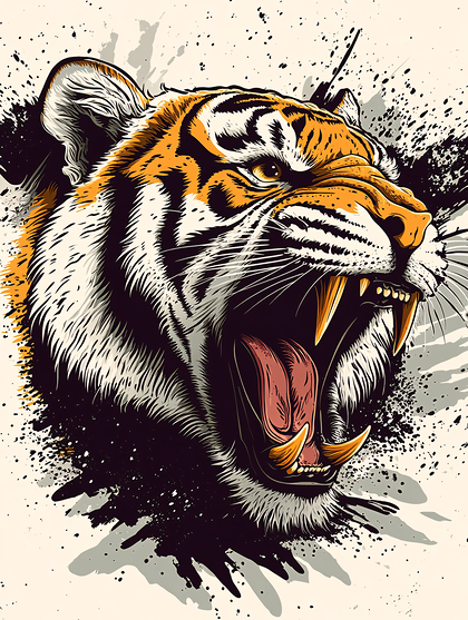 Roaring Tiger Head Vector Illustration