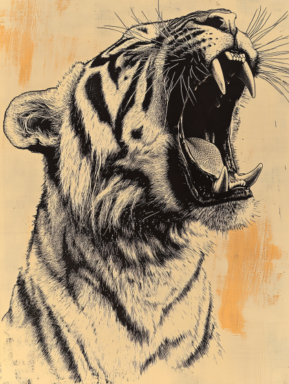 Roaring Tiger Illustration