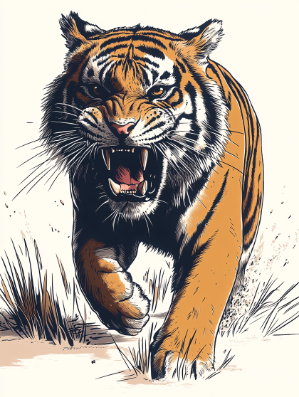 Roaring Tiger Illustration
