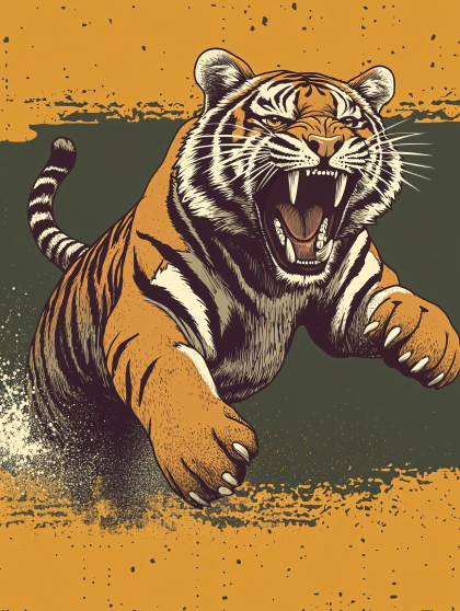 Roaring Tiger Illustration