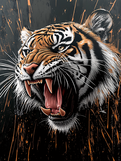 Roaring Tiger Portrait