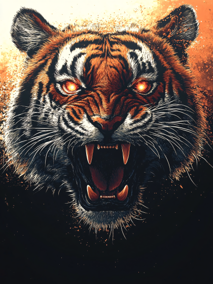 Roaring Tiger Portrait