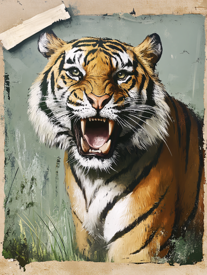 Roaring Tiger Portrait