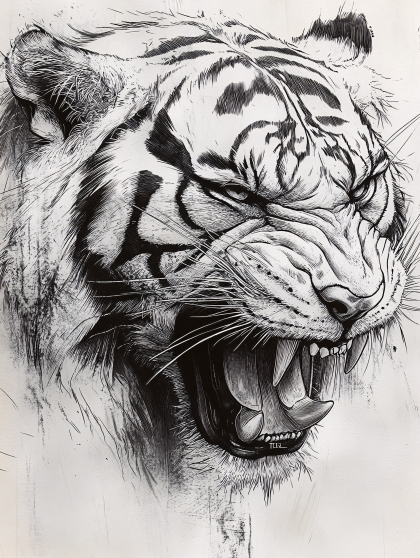 Roaring Tiger Sketch