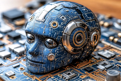 Robot Head on Circuit Board