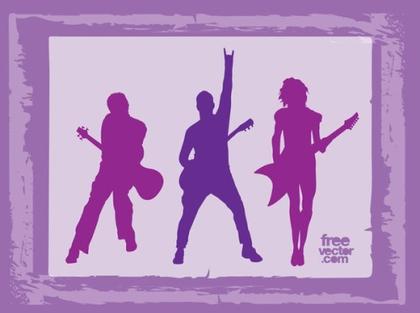 Rock Band Silhouettes Free Vector