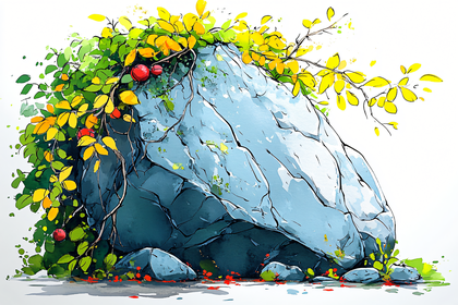 Rock With Autumn Foliage