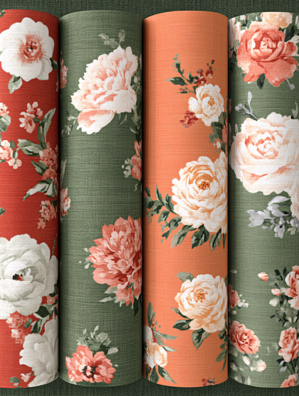 Rolled Floral Patterned Fabrics