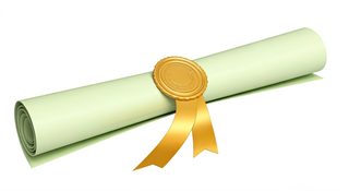 rolled graduation diploma