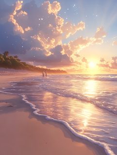 Romantic Beach Sunset Stroll