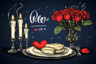 Romantic Dinner Table Sketch
