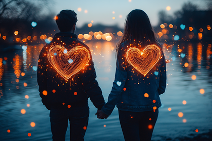 Romantic Hearts At Dusk