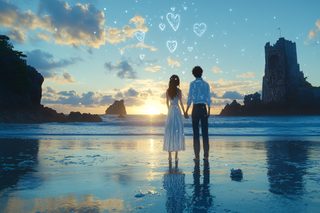 Romantic Sunset Beach Couple