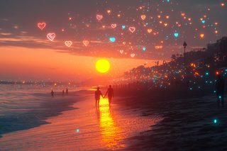 Romantic Sunset Beach Love