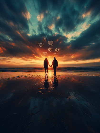 Romantic Sunset Beach Stroll