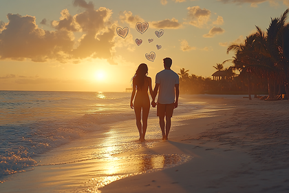 Romantic Sunset Beach Walk