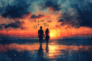 Romantic Sunset Beach Walk