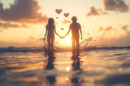 Romantic Sunset Beach Walk