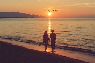 Romantic Sunset Beach Walk