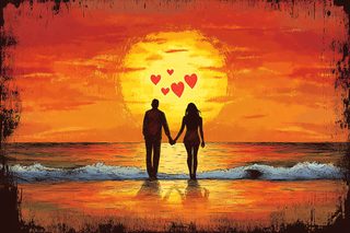 Romantic Sunset Beach Walk