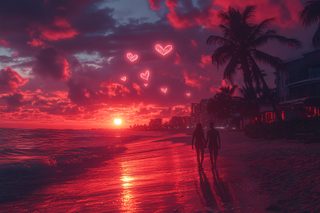 Romantic Sunset Beach Walk