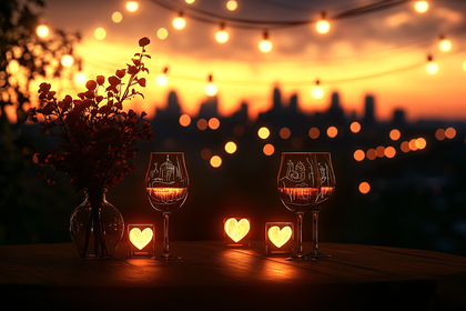 Romantic Sunset City Table
