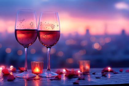 Romantic Wine Glasses at Sunset