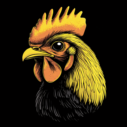 Rooster Head Illustration