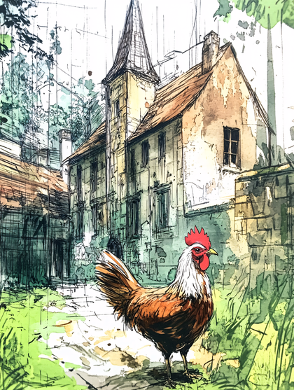 Rooster In A Rural Setting