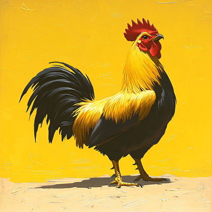Rooster in Yellow Backdrop
