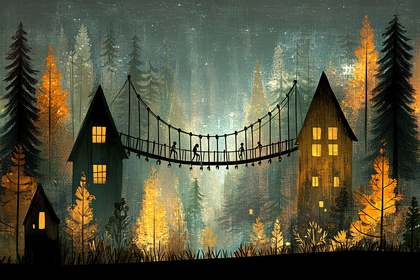 Rope Bridge at Dusk