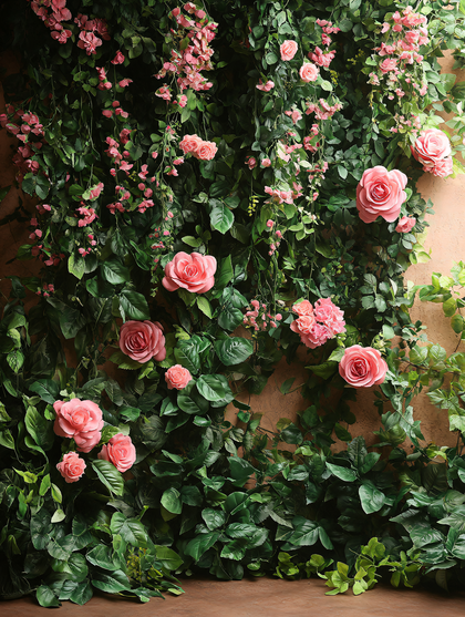 Rose and Greenery Wall Backdrop