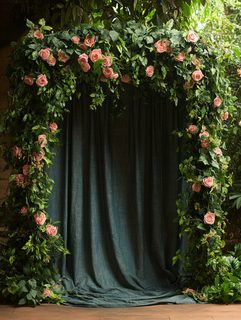 Rose Arch and Green Curtain Backdrop