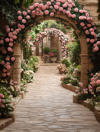 Rose Archway Garden Path