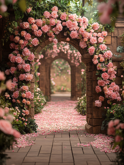 Rose Covered Archway Garden Path