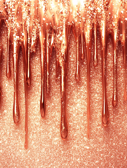 Rose Gold Glitter Drip Design