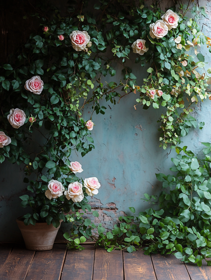 Rose Vines On Rustic Wall