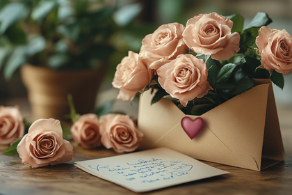 Roses in Envelope with Love Note