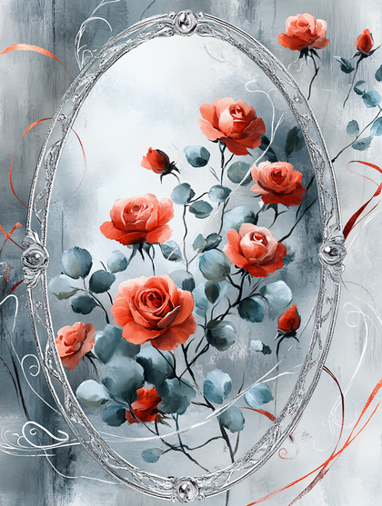 Roses in Oval Frame