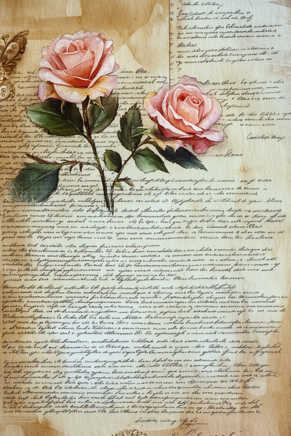 Roses on Antique Script