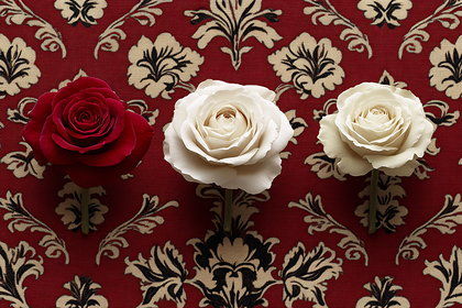 Roses On Damask Fabric