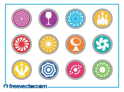 Round Icons Set Free Vector